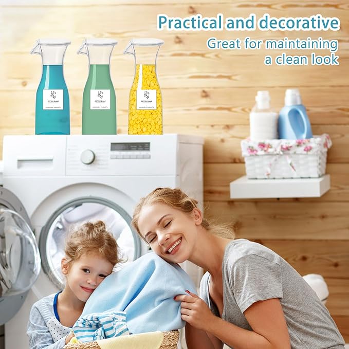 Laundry Detergent Dispenser with Waterproof Label for Laundry Room,Fabric Softener Dispenser,Laundry Soap Dispenser Liquid Laundry Detergent Container,Laundry Detergent Organizer,3 Pack