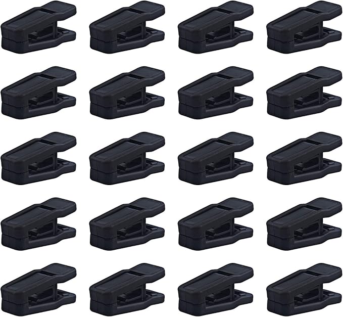Premium Heavy Duty ABS Plastic Slim-line Hanger Set of Finger Clips for Velvet Hangers - 20 Pack (Black)