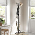 Coat Rack Freestanding - 67" H Black Metal Coat Rack Stand with Umbrella Holder with 12 Hooks for Bathroom Bedroom Entryway Living Room & Office for Hats, Coats, Scarves, Handbags