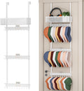 3 Tier Over Door Hat Rack with Basket - Hat Organizer Holder for Baseball Cap with 18 Hooks and 10 Movable Clips,Hat Hanger Storage Holds up to 28+ Caps for Door, Bedroom, Closet (White)