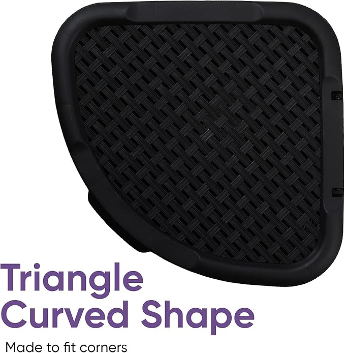 Plastic Corner Laundry Hamper with Lid, Curved Designed Laundry Basket, 2 Pack Triangle Black Cloths Hamper Organizer with Cut-out Handles for Laundry Room Bedroom Bathroom, Wicker Design, 50 Liter