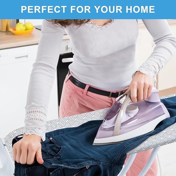 Dalykate Ironing Board Cover 21 x 57 with Scorch and Stain Resistant Thick Padding and Elasticized Edge Ironing Board Covers 4 Fasteners and 1 Protective Scorch Mesh Cloth