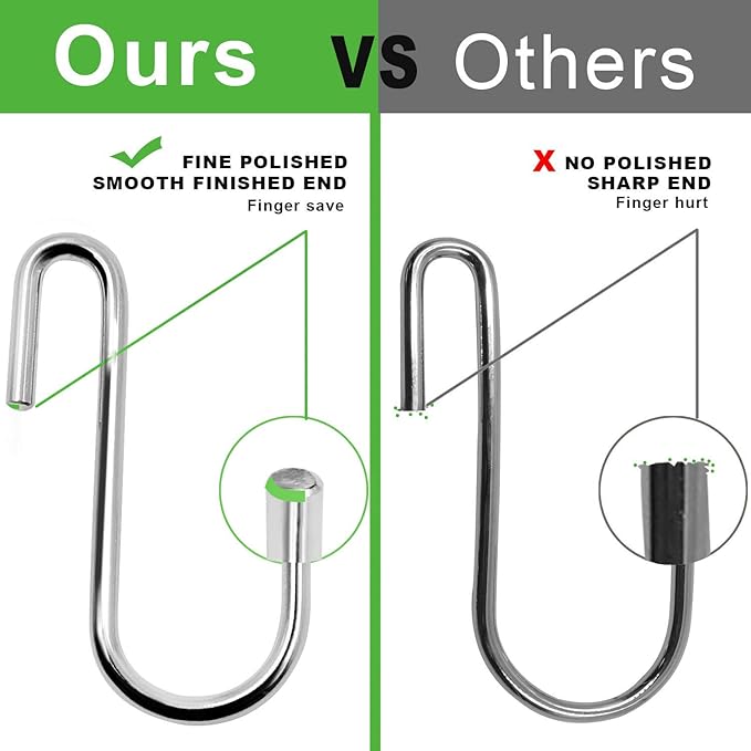 Pack of 10 Heavy Duty S-Shape Hooks, Stainless Steel, 2.4" Pan Pot Holder Rack Hooks Hanging Hangers S Shaped Hooks for Kitchenware Pots Utensils Clothes Bags Towels Plants