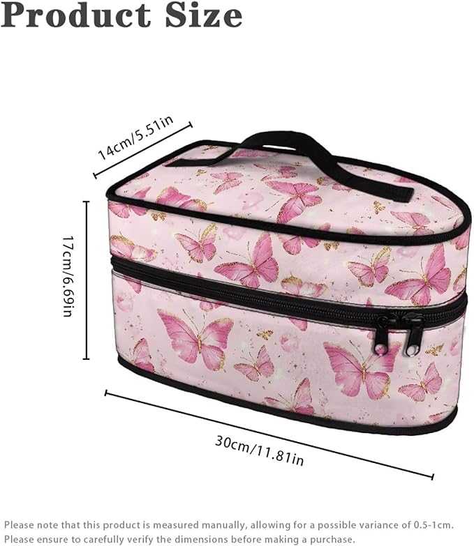 Pink Gold Butterfly Print Print Steam Iron Case Portable Steamer Storage Bag Lightweight Travel Iron Holder Carrying Case Iron Accessories, Case Only
