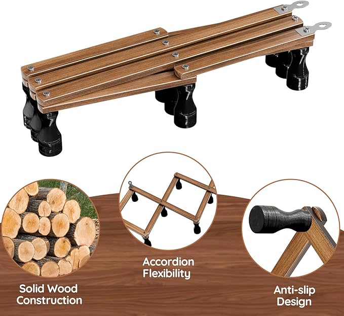 WGFKVAS 2 Pack Accordion Wall Hanger, Expandable Wooden Coat Rack Wall Mounted, Hat Rack Hat Hanger for Caps, Coats, Mugs