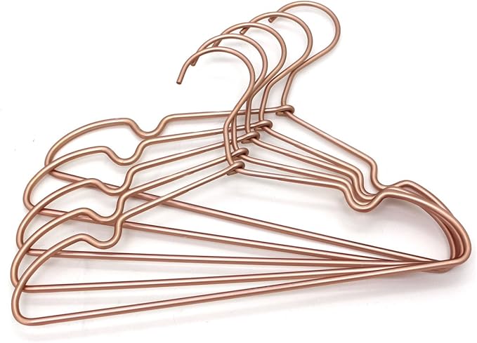 10Pack Koobay 13" Non Slip Rose Gold Wire Top Children Clothes Suit Coat Metal Hanger