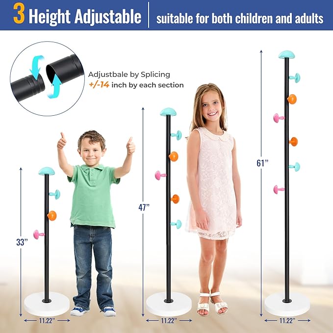 Heavy-Duty Kids Coat Rack - 6 Decorative Hooks, Easy to Assemble Metal Organizer - Tenant Friendly, Space Efficient for Coats, Hats, Bags in Children's Room