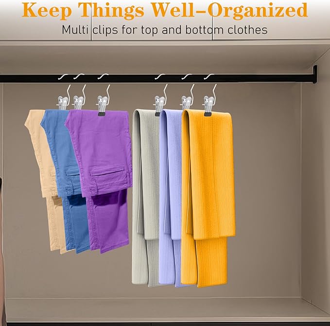 Legging Organizer for Closet, Yoga Pants Hangers 50 Pack Hanging Clips Coated Clips for Leggings, Hanger Space Saving Closet Organizers and Storage for Skirt, Shorts, Hats, Towel, Boot, Jeans