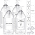 Nuenen Laundry Detergent Dispenser for Fabric Plastic Pump Laundry Soap Detergent Dispenser with Lids and 36 Labels for Farmhouse Decor, White 64oz Set of 4(White)
