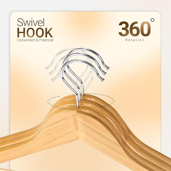 Utopia Home Premium Wooden Hangers 50 Pack - Durable & Slim Coat Hanger - Suit Hanger with 360-Degree Rotatable Hook - Wood Hangers with Shoulder Grooves (Natural Color)