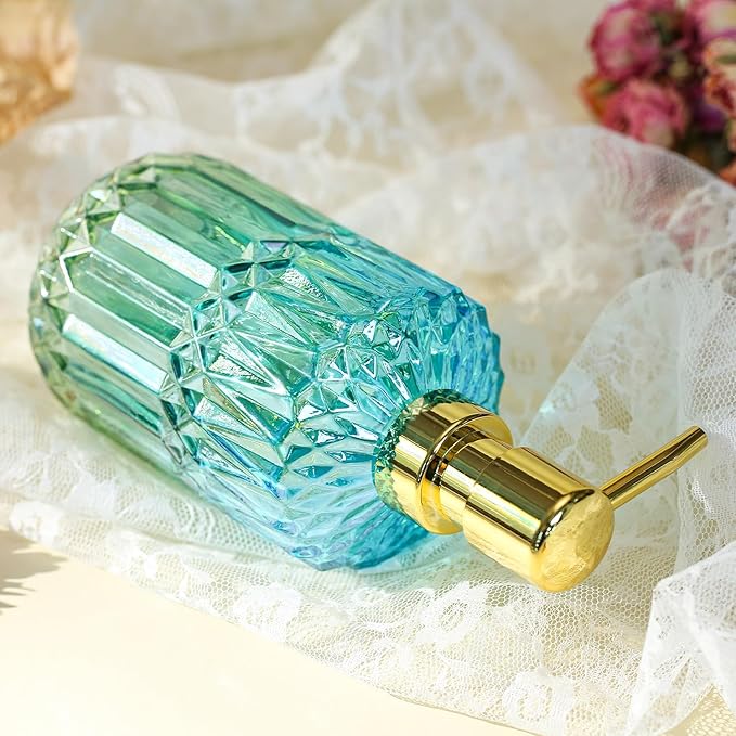 Soap Dispenser with Pump, Refillable Liquid Hand Soap Dish Soap Dispensers for Bathroom Counter, Kitchen Sink (Bluegreen)