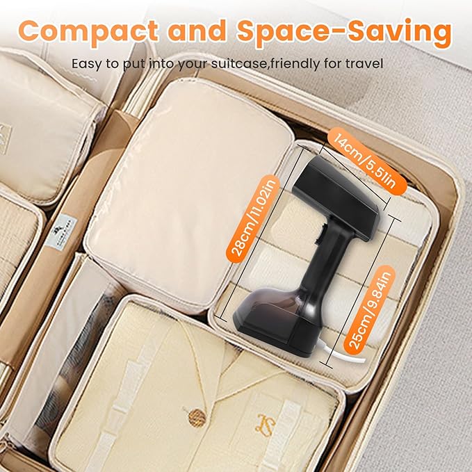 Travel Steamer for Clothes, 2500W Powerful Portable Handheld Clothing Steamer, 10-Second Fast Heating Hand Held Garment Steam Iron, 3 Steam Modes, with 350ml Large Water Tank, for Home Travel Office