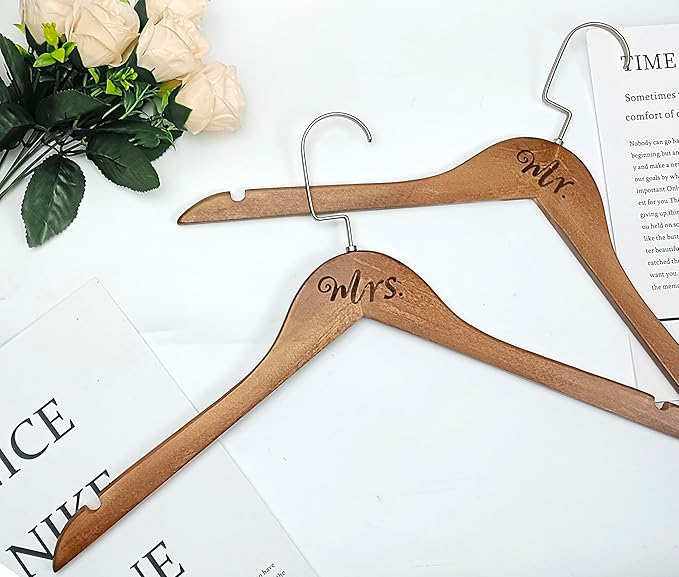 Mr. and Mrs. Wooden Bride Hanger Hangers, Set of 2, (Vintage)