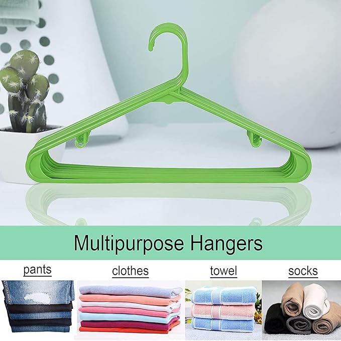 Plastic Hangers 20 Pack, Durable Tubular Hanger and Clothes Hangers, Non-Slip Slim Space Saving, Adult Standard Hangers Ideal for Jackets, Suits, Dress, Trousers, Coats（Green）