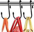 HiGift 12 Pack Purse Hooks for Closet, Non Slip Rubber Coated Closet Rod Hook for Bags, Large Organizer Hooks for Hanging Handbags, Backpacks, Belts, Scraves, Hats, Clothes -Black