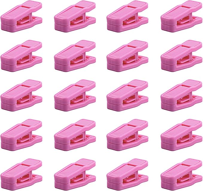 Premium Heavy Duty ABS Plastic Slim-line Hanger Set of Finger Clips for Velvet Hangers - 20 Pack (Pink)
