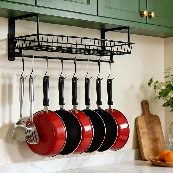 12 Pack Heavy Duty S Hooks, Black Pot Rack Holder Hanger Hooks Wire Shelf Hooks for Hanging Kitchen Utensils, Pots, Pans, Clothes, Towels, Plants with 90 Degree Twist Angled
