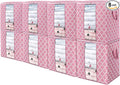 WISELIFE Storage Bags 8 Pack/100L Large Blanket Clothes Organization and Storage Containers for Comforters,Bedding, Foldable Organizer with Reinforced Handle, Clear Window, Sturdy Zippers,Pink