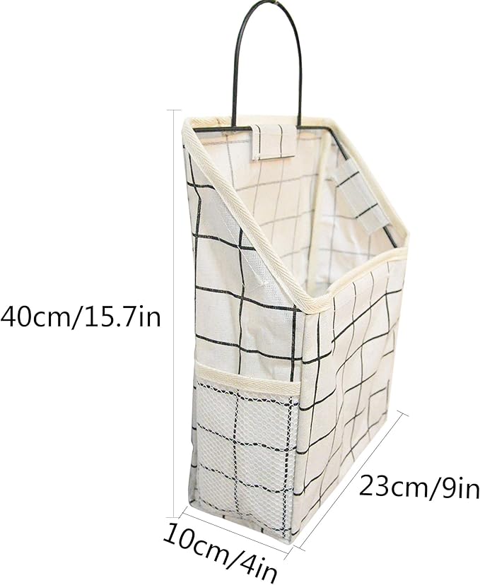 Fantasyon Wall Hanging Storage Bag, Waterproof Over The Door Closet Organizer Hanging Pocket Organizer for Bedroom, Bathroom, Linen Cotton (Gray)