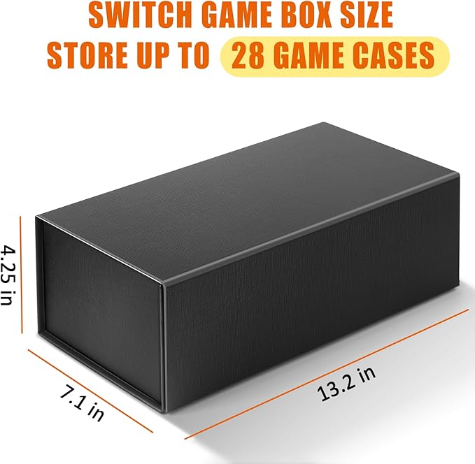 Video Game Holder, Game Disc Storage Box Compatible with Nintendo Switch Game Holder, Organize up to 28 Cases - Black 1 Pack
