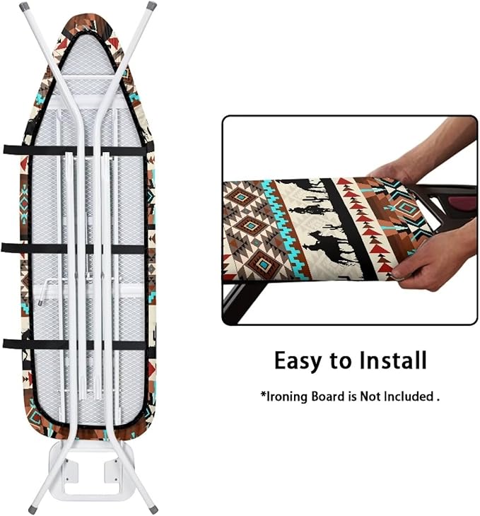 SEANATIVE Western Aztec Horse Print Standard Ironing Board Cover Stain Resistant and Dustproof Thick Cover Purple Blue Gradient Protective Ironing Board Pad Covers