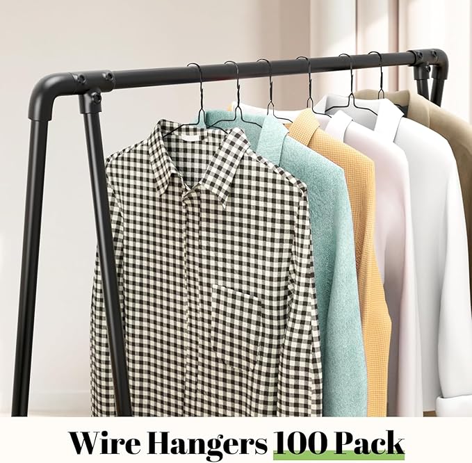 Wire Metal Clothes Hangers Bulk 50 Pack, 16 Inch 12 Gauge Standard Size, Slim Space Saving for Coat Suits Shirts Pants Skirts, Non Slip, Black