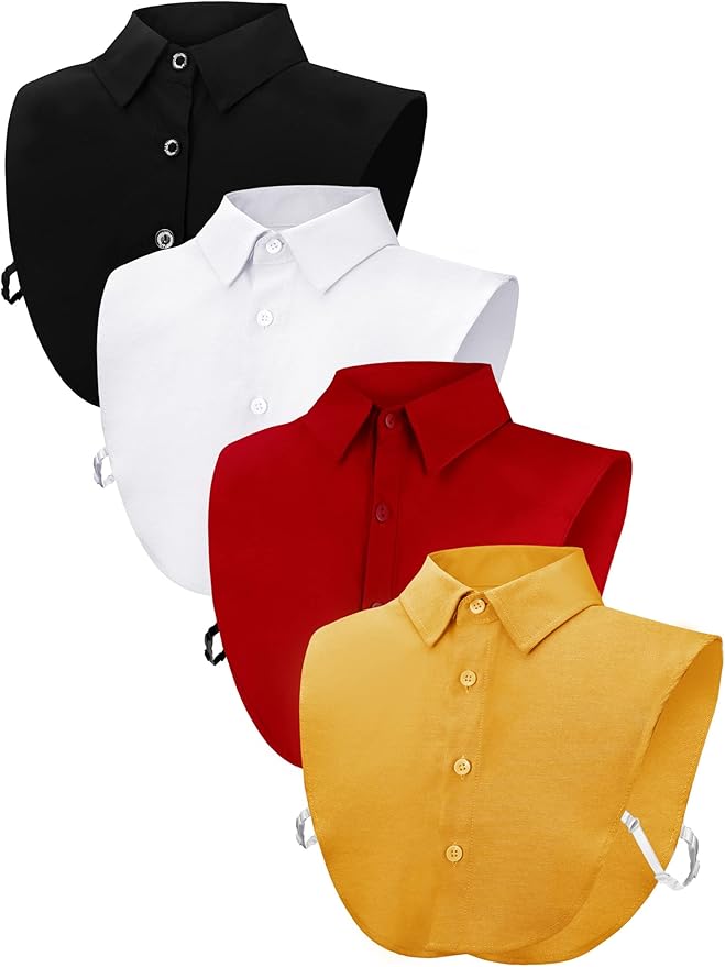 Syhood 4 Pcs Fake Collar Detachable False Dicky Collar Half Shirts Round for Women Outfits Halloween Costume Accessories