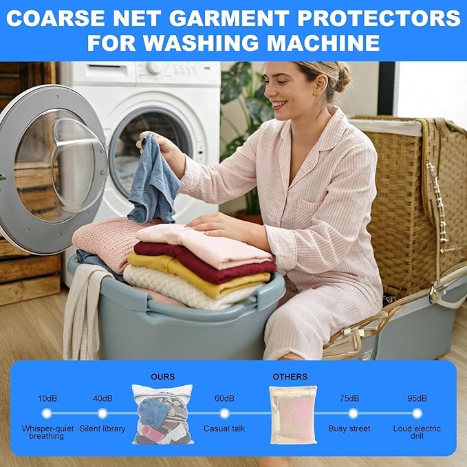 Professional 4 Pack Mesh Laundry Bags for Delicates - 1L, 1M, 2S White Coarse Net Wash Bags, Reinforced Lingerie Bags with Rust-Proof Zipper Guard for Clothes, Washing Machine, Bras, Hosiery & Underwe