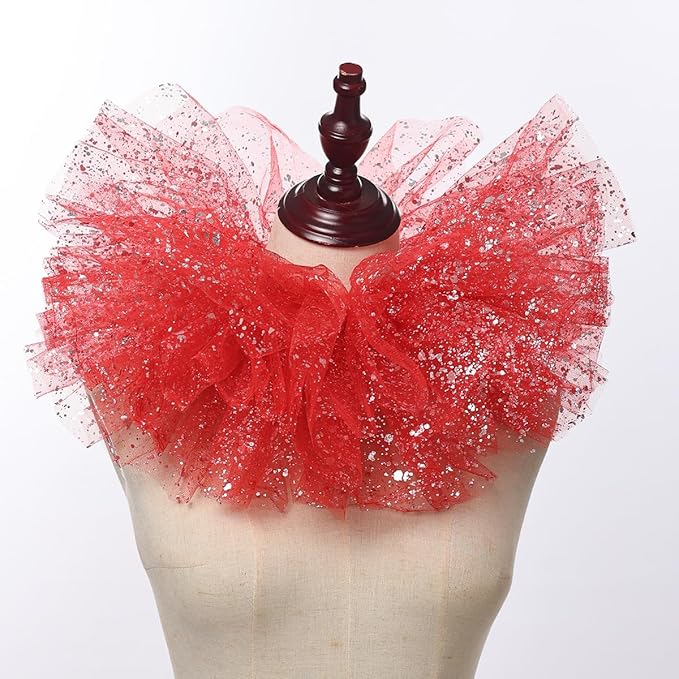 BLESSUME Victorian Retro Mesh Neck Ruff Ruffle Collar Layered Clown Neck Collar