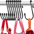 24 Pack Purse Hanger for Closet, Twist Design Hooks, Vinyl Coated Organizer, Large S Hooks for Hanging Bags, Purses, Handbags, Belts, Scarves, Hats, Black