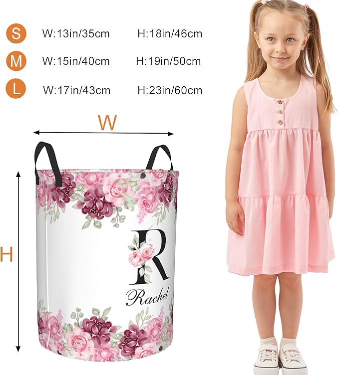 Custom Name Laundry Basket, Personalized Collapsible Laundry Hamper with Name for Bathroom Bedrooms, Customized Dirty Clothes Hamper Storage Basket Gifts for Kids Boys Girls Baby Men Women