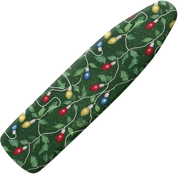Iron Board Cover with Elastic Edge Christmas String Lights Print Resist Scorching Ironing Board Cover and Pad Thick Soft Cover 54x15 inches