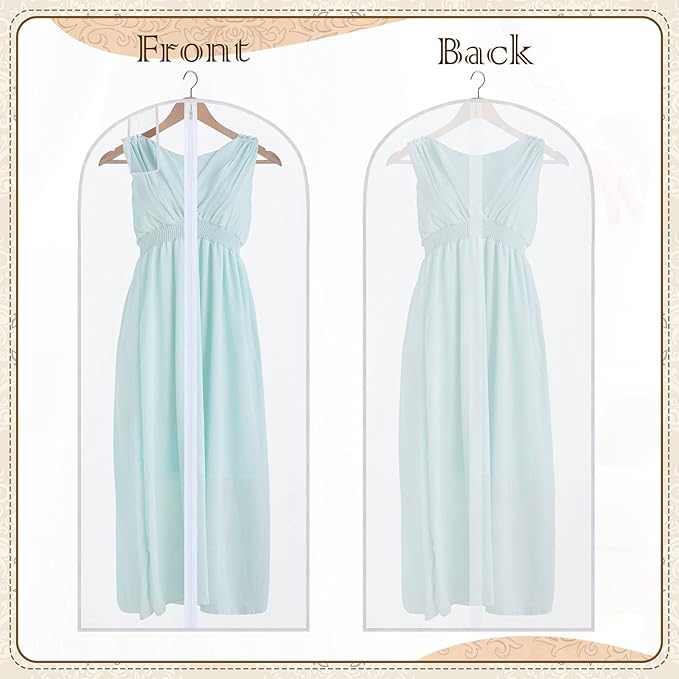 Fabbay 4 Pcs 72'' Wedding Dress Garment Bag Large Bridal Wedding Gown Dress Storage Bag Protective Breathable Hanging Clothes Cover Anti Dust for Prom, Evening Gowns, XV Dresses