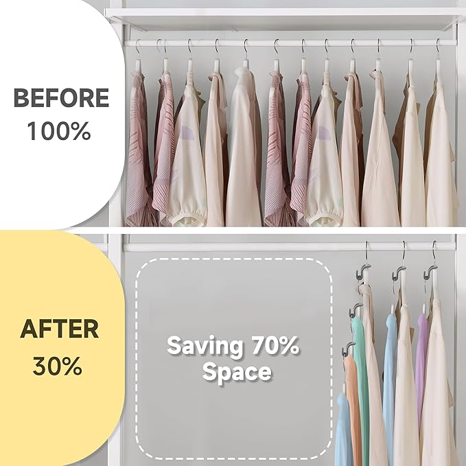 Mlici Velvet Clothes Hanger Connector Hooks, 60 Pcs Heavy Duty Space Saving Clothes Hanger Connector Hooks for Closet, Grey