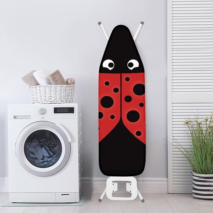 SEANATIVE Ladybug Ironing Board Cover Standart Size 15 X 54 inches, Tabletop Ironing Board Cover Replacement Cover, Adjustable Elastic Edge Fit