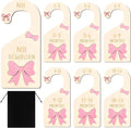 7pcs Coquette Pink Bow Baby Closet Organizer 3D Pink Bow Baby Wood Closet Dividers Double-Sided Infant Wardrobe Hanger Organizer Infant Clothes Size Dividers Hanger Organization Nursery Decor