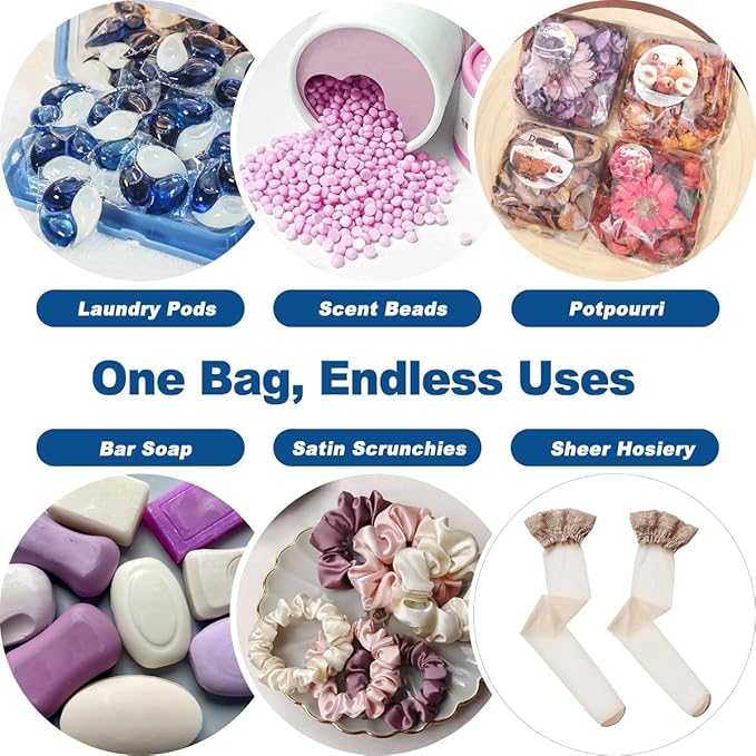 4 Pack Laundry Pod Bags with Zipper, Reusable Mesh Wash Bags for Anti-Sticking & Stain Prevention, Secure Holder for Detergent Pods & Scent Beads, Washer Safe Delicates Laundry Aid