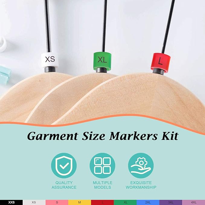 820 Pcs Colored Hanger Sizer Garment Markers Kit 9 Sizes Plastic Clothes Hanger Color-Coding Coded Size Clips with Storage Box (XXS - 4XL)