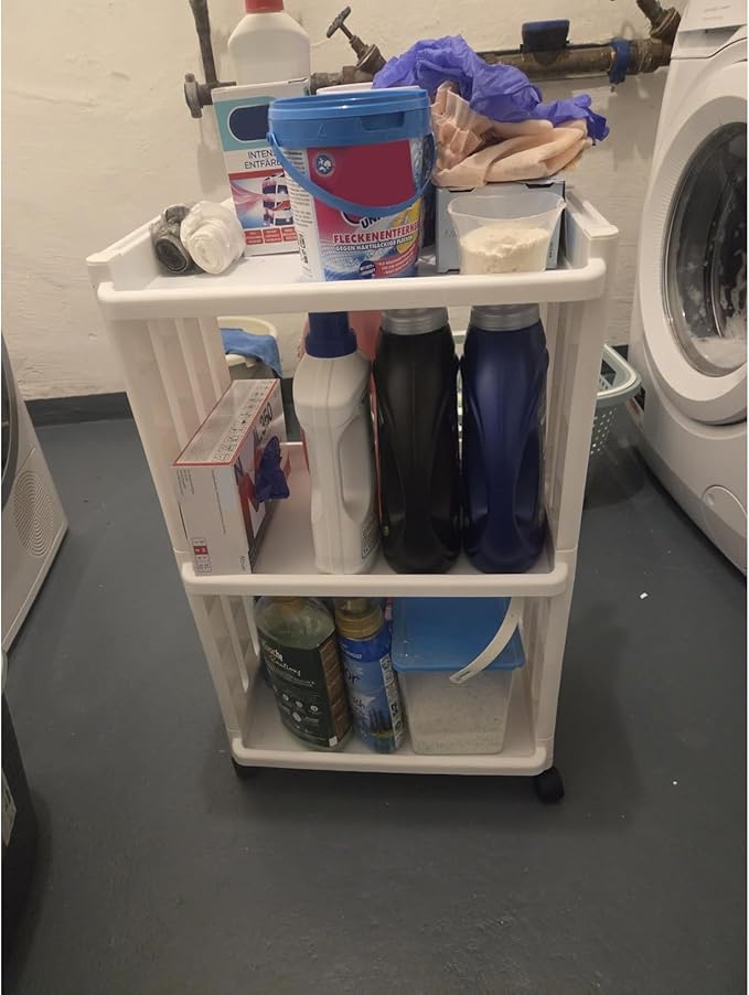 3 Tier Rolling Storage Cart for Bathroom Toilet Side Storage Shelf with Wheels Movable Organization Rack Organizer Shelving Unit Bathroom Cart Office Cart (Normal Size)