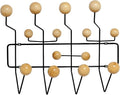 Mod Made Mid Century Modern Bubble Wall Mounted Coat Rack, Wood Color Ball Black Frame