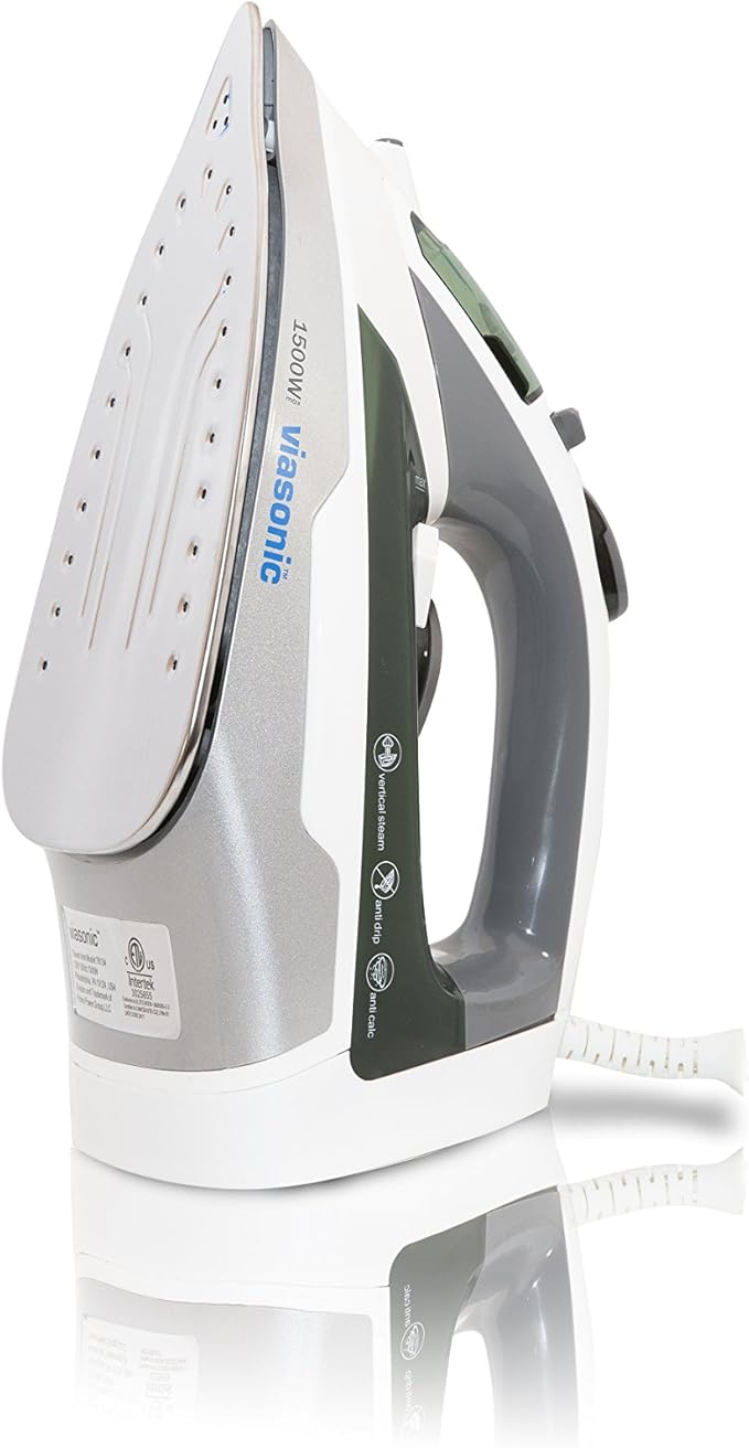 Elite 1500W Steam Iron - Anti-Drip & Self-Cleaning, Anti-Calcium, Vertical Steam - Stainless Steel Soleplate - XL 300ML Tank - Steam, Spray, Dry - ETL Listed by Unity