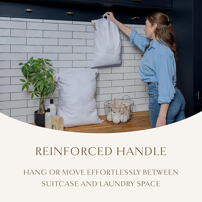 Hayden Hill Luxury Organic Cotton Travel Laundry Bags - Set of 2 Large and Small Size - For Dirty Clothes at Home, Traveling, and Packable in Luggage and Suitcase - Carbon Neutral