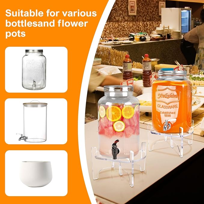 8 MM Acrylic Glass Drink Dispenser Stand, 2 Pack Water jug holder and Beverage Dispenser Stand, Drink Stand for Families, Parties and Catering Events(Fit Max 9 Inch Glass Drink)