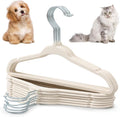 Weysat 12 Pcs Dog Clothes Hangers 11'' Non-Slip & 360° Swivel Velvet Small Pet Beige Hangers for Cats/Dogs with Rustproof Metal Hooks, Space-Saving for Home Storage & Grooming Salons Minimalism