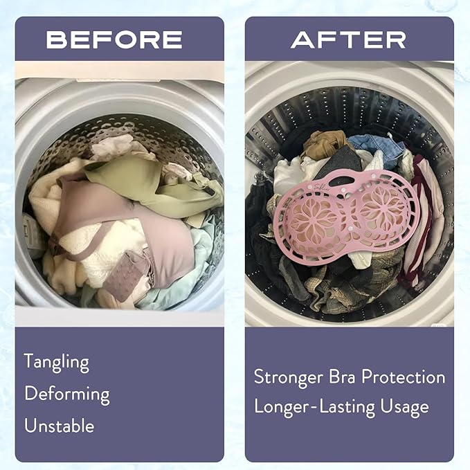 Sablier Bra Laundry Bag, Lingerie Bags for Washing Delicates, Button Slot Design, Durable & Resistant to Deformation, Silicone Bra Wash Bags for Sports Sexy Maternity Seamless Bras