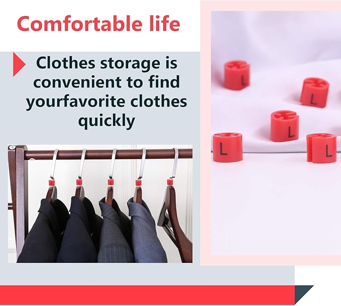 Swpeet 150Pcs Red【 Sizes L 】 Plastic Clothes Hanger Size Markers Color-Coding Hanger Sizes Hangers Tags Marker Garment Size for Wire Hangers Clothing Hangers with Storage Box