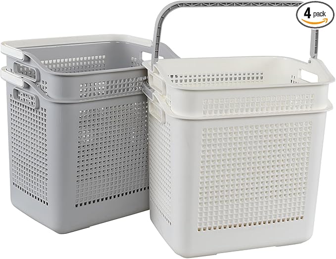 35l Clothes Basket Set of 4, Clothes Hampers for Laundry with Carry Handle