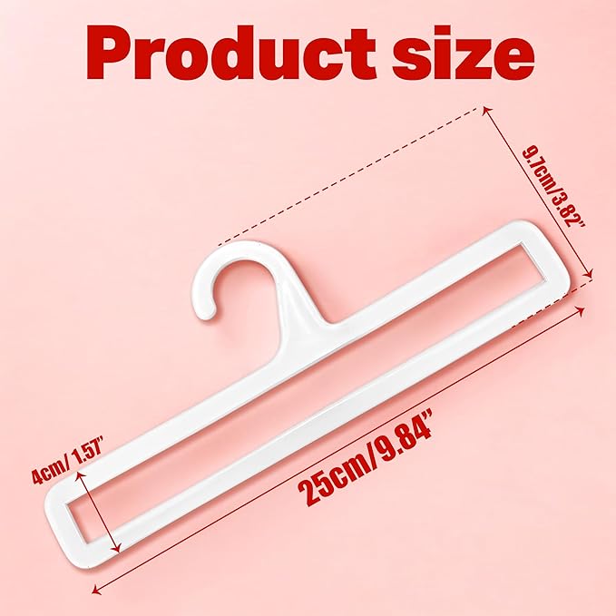 Pack of 50 White Plastic Towel Hangers 10 Inch / 25.5 cm for Retail Display, Multifunctional Storage Rack for Hanging Storing Scarve, Sock, Legging, Tie, Shawl, Belt, Clothes, Wardrobe Organization