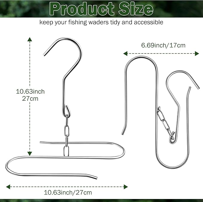 Dreyoo 2 Pieces Fishing Wader Boot Hangers, Stainless Steel Waders Hanger for Drying Fishing Waders, Boot Drying Rack Wall Mount, Shoe Dryer Rack for Storage Drying