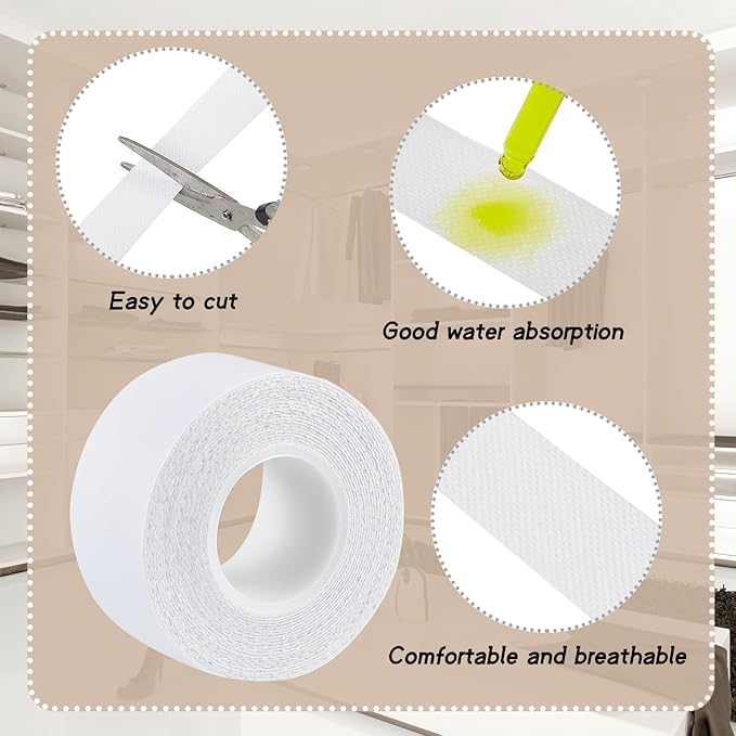 Jecery 2 Rolls 2 Rolls Sweat Pads Collar Protectors for Men Shirts, Disposable White Shirt Neck Tape, Dress Hat Collar Self Adhesive Invisible Liner Patch Against Sweat Stain (0.98 Inch)
